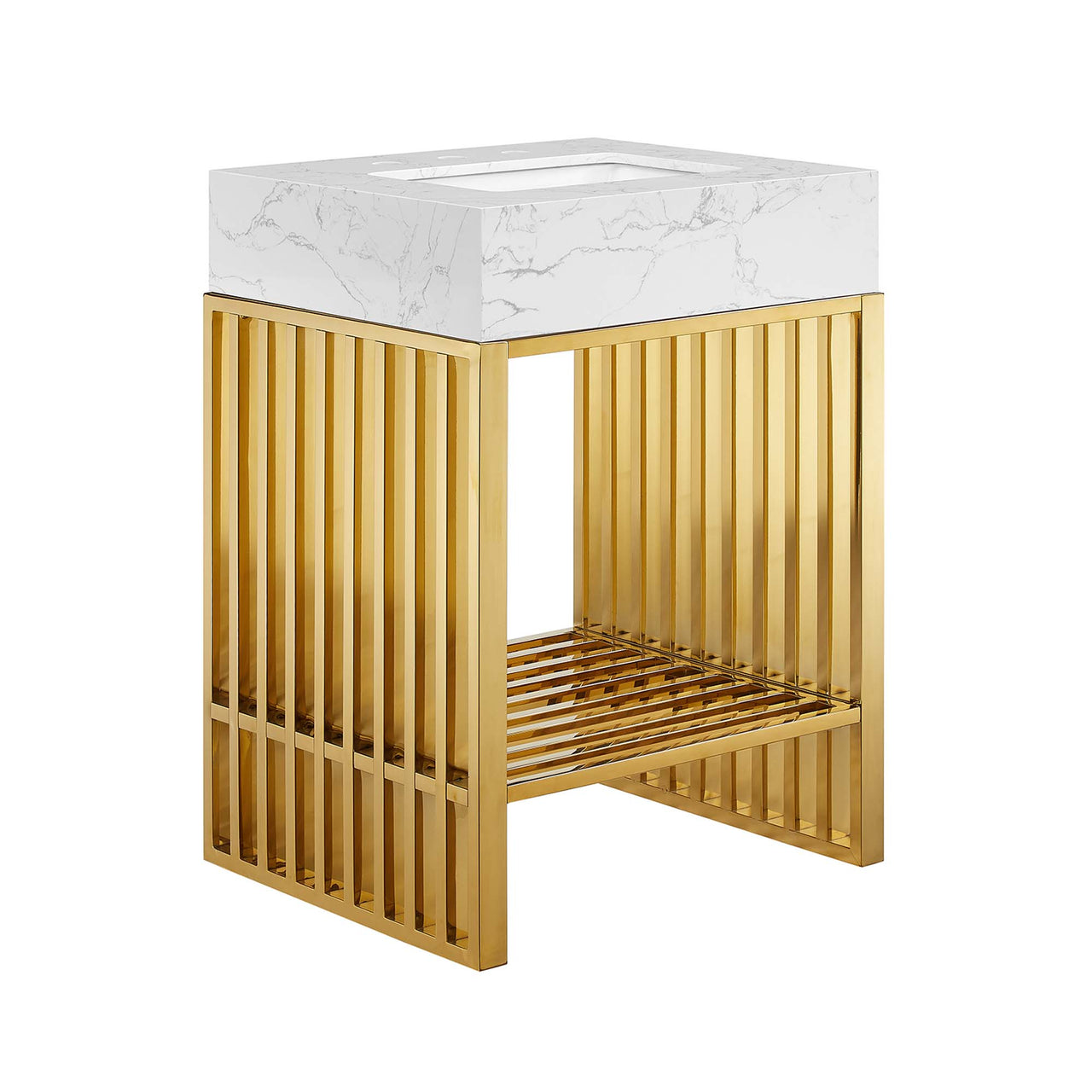 Orryx Vanity Unit, Small, White & Gold
