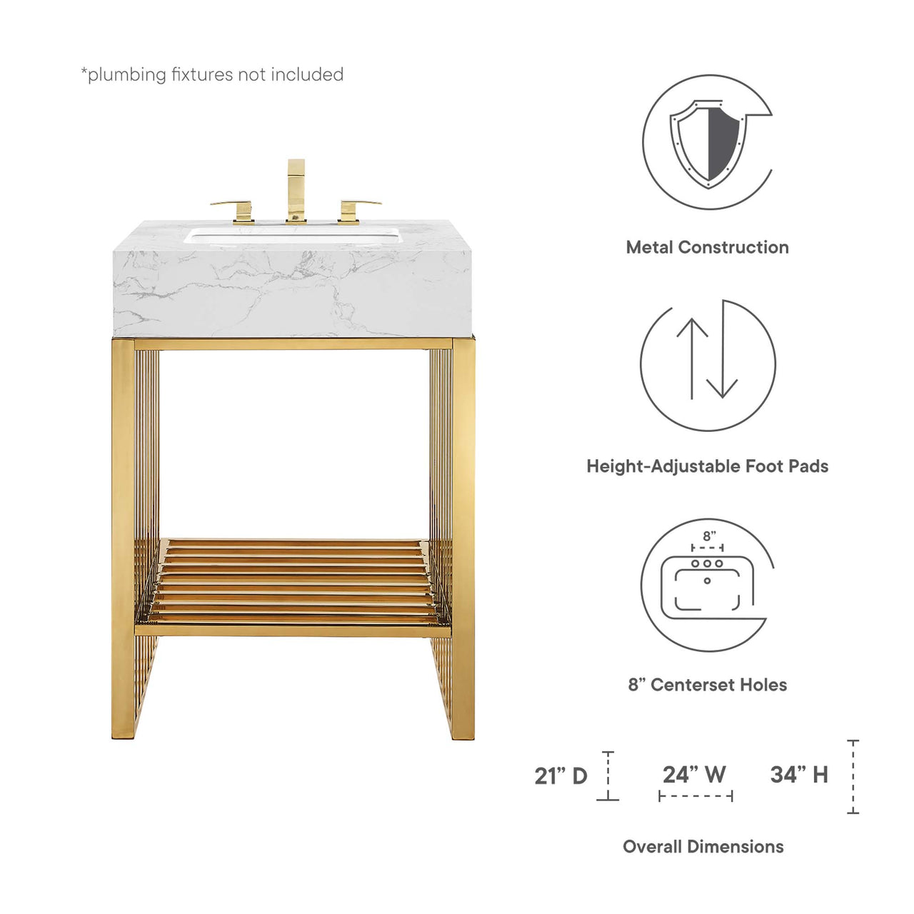 Orryx Vanity Unit, Small, White & Gold