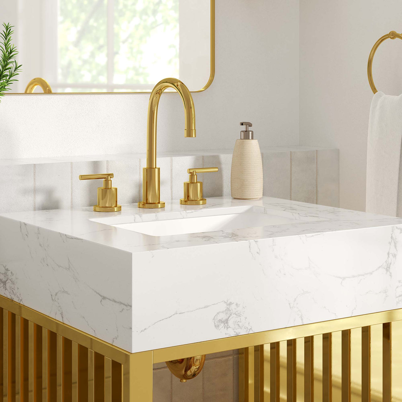 Orryx Vanity Unit, Small, White & Gold