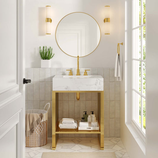 Orryx Vanity Unit, Small, White & Gold