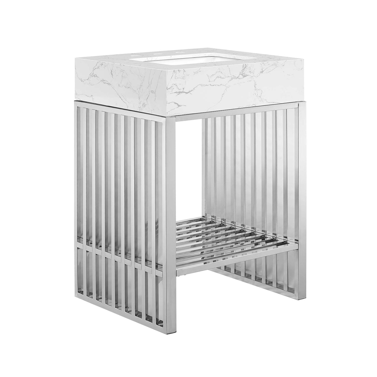Orryx Vanity Unit, Small, White & Silver