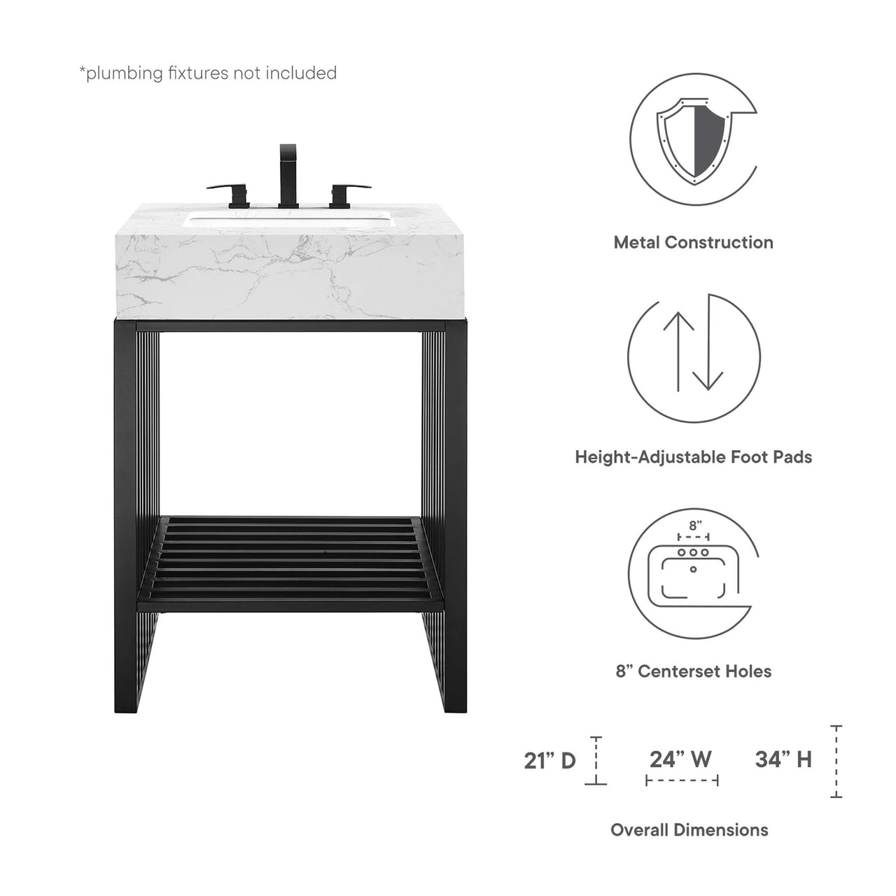 Orryx Vanity Unit, Small, White & Black