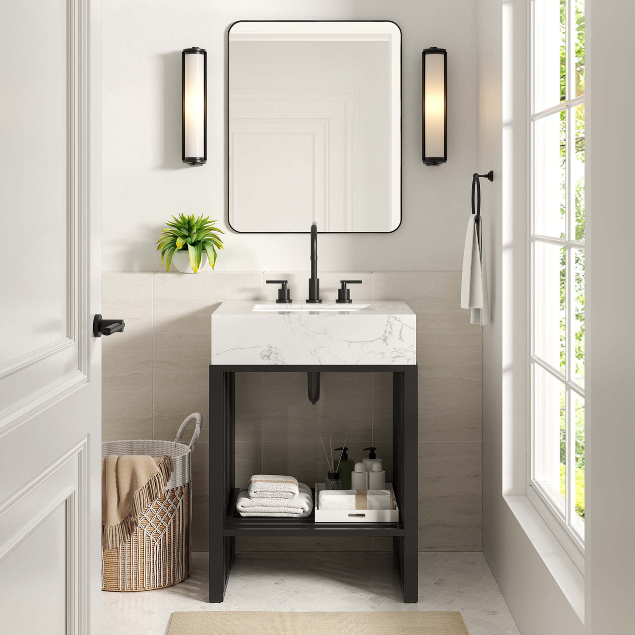 Orryx Vanity Unit, Small, White & Black