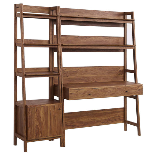 Bixby 2-Piece Wood Office Desk and Bookshelf, Walnut