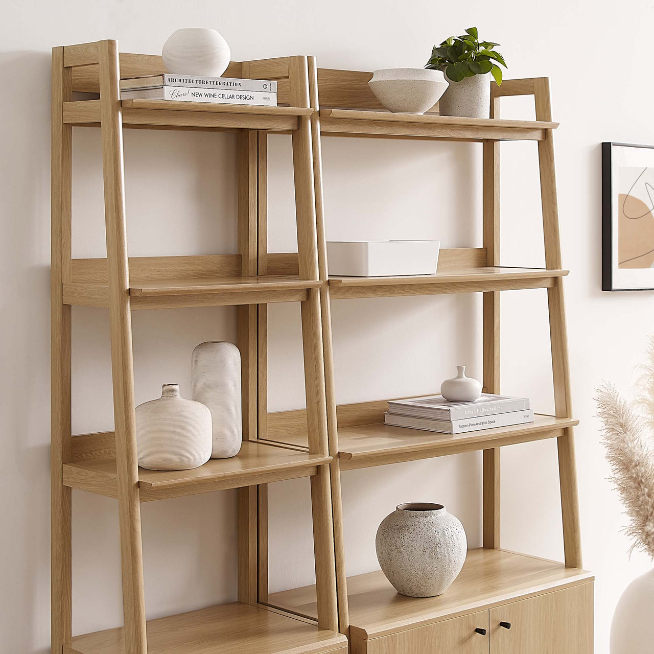 Scaffold Small and Large Tiered Shelf Duo, Oak