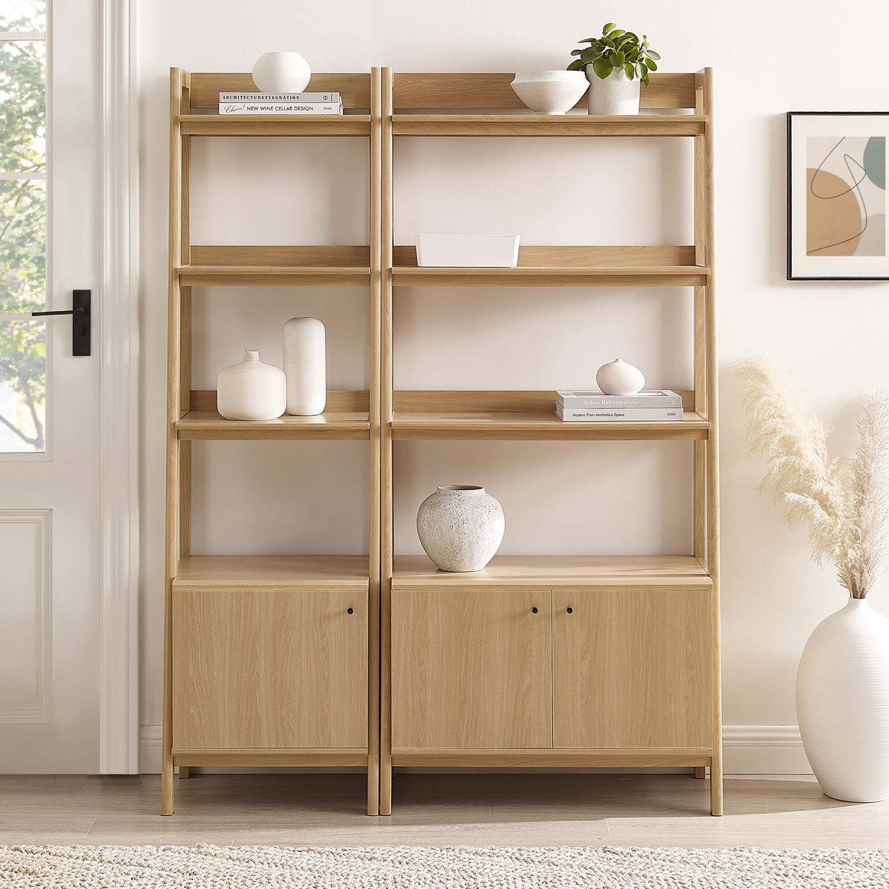 Scaffold Small and Large Tiered Shelf Duo, Oak