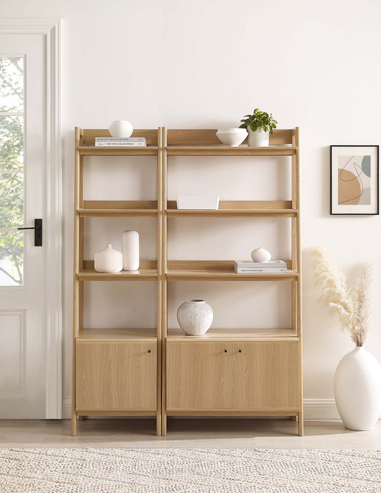 Scaffold Small and Large Tiered Shelf Duo, Oak