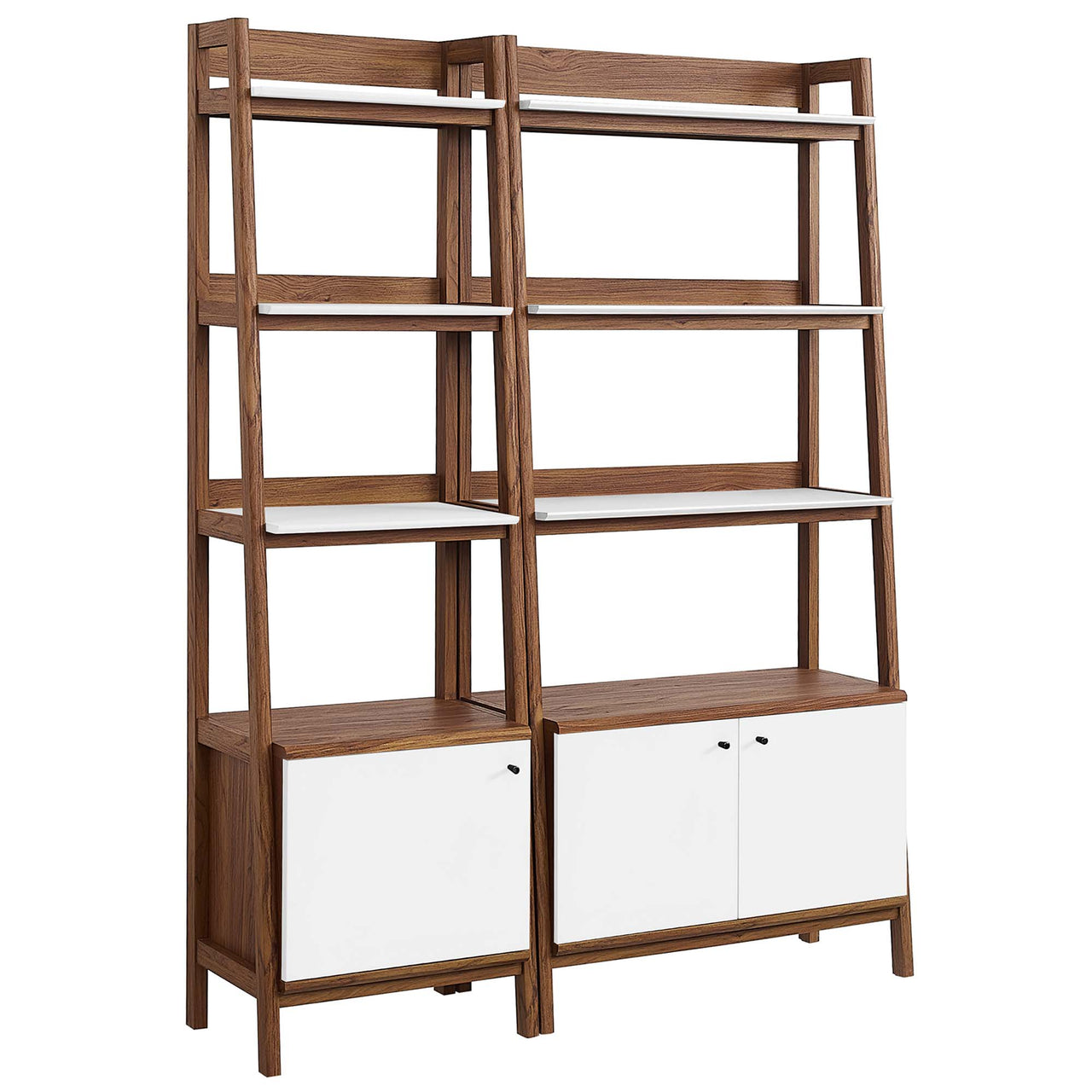 Scaffold Small and Large Tiered Shelf Duo, Walnut & White