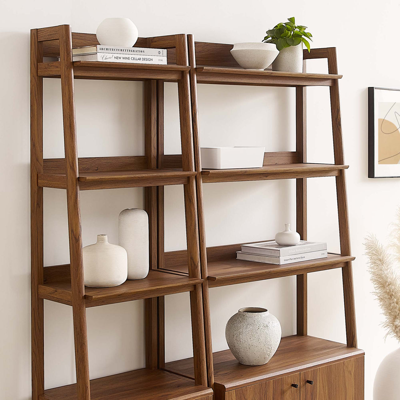 Scaffold Small and Large Tiered Shelf Duo, Walnut