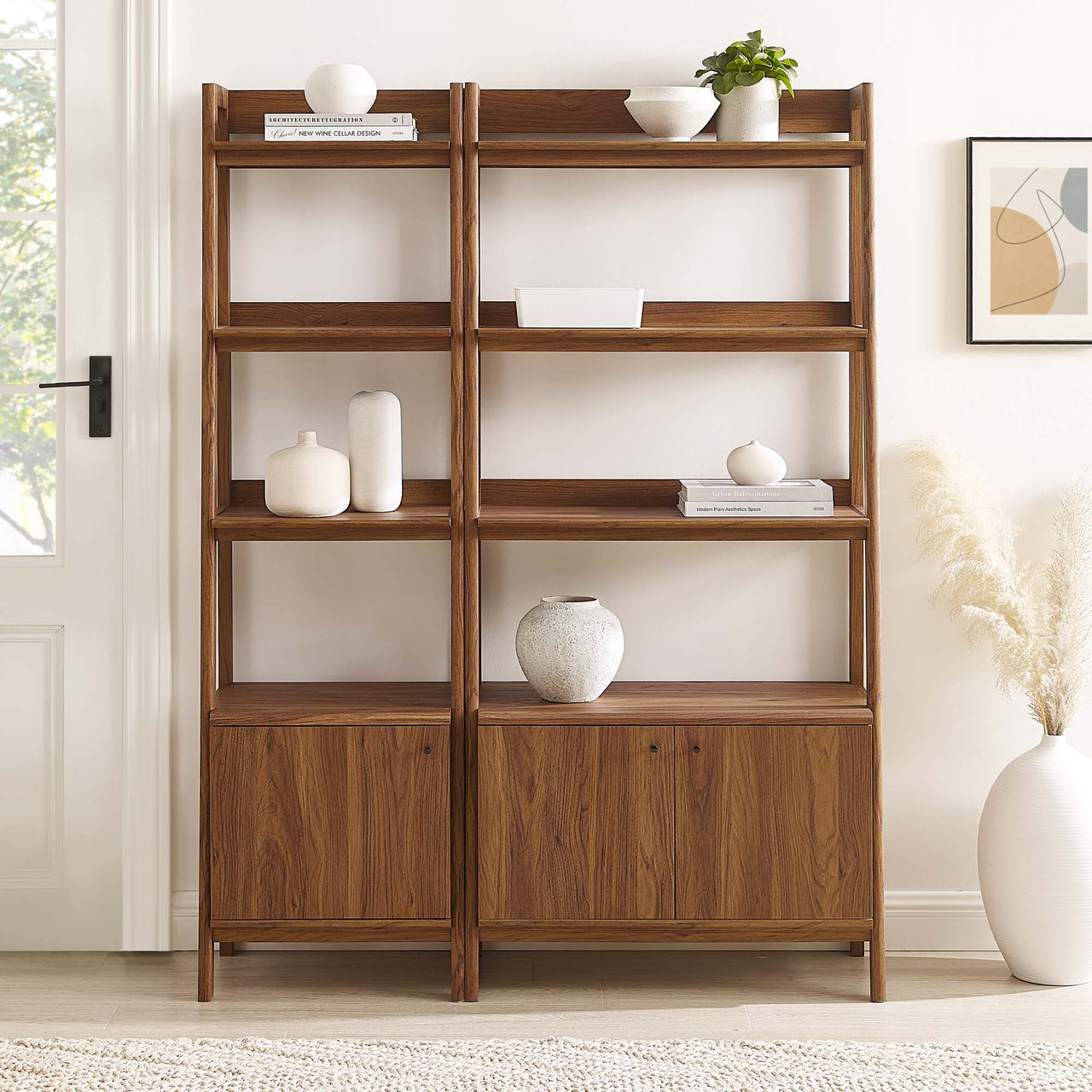 Scaffold Small and Large Tiered Shelf Duo, Walnut