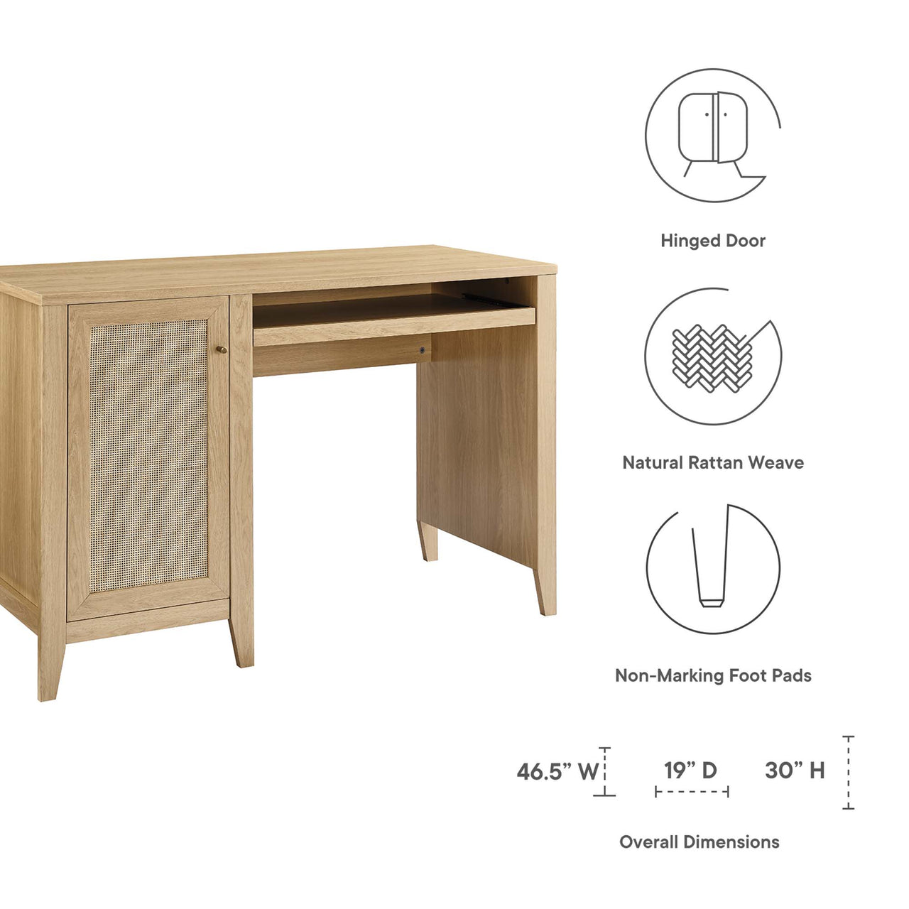 Marra Office Desk, Small, Oak