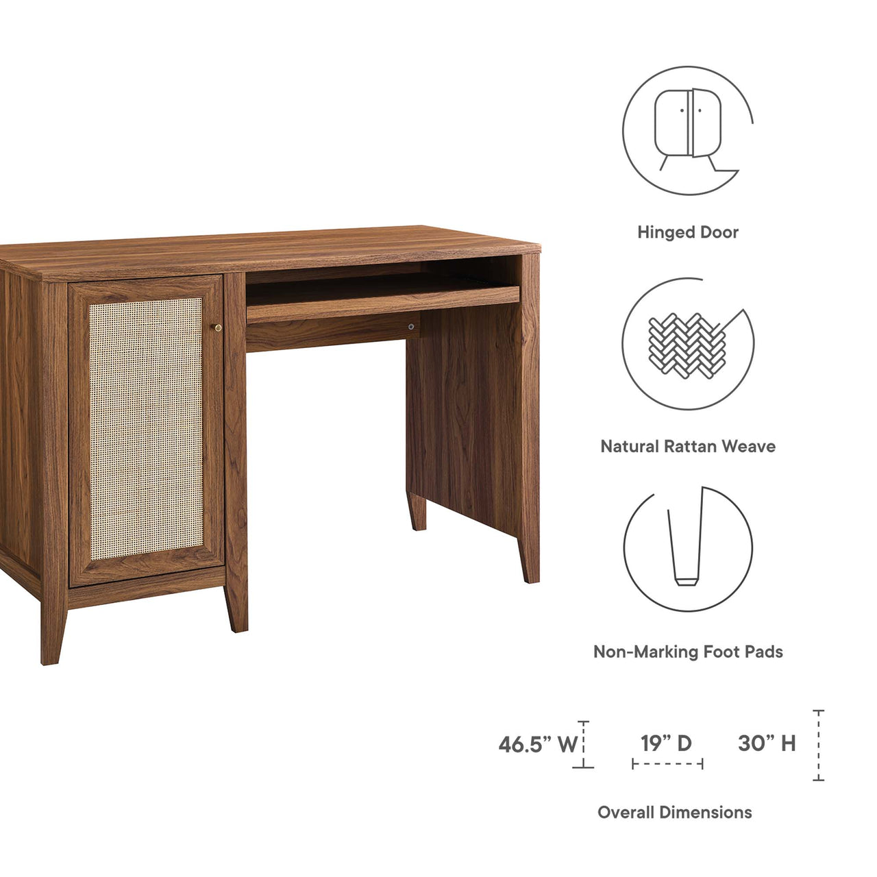 Marra Office Desk, Small, Walnut