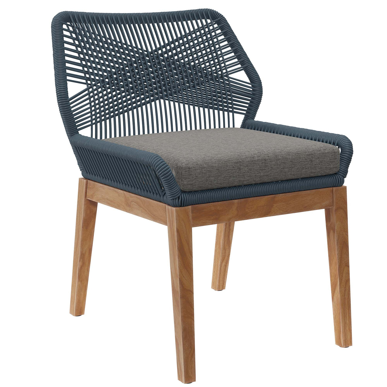 Veyra Alfresco Teak Dining Set, Blue & Natural Wood