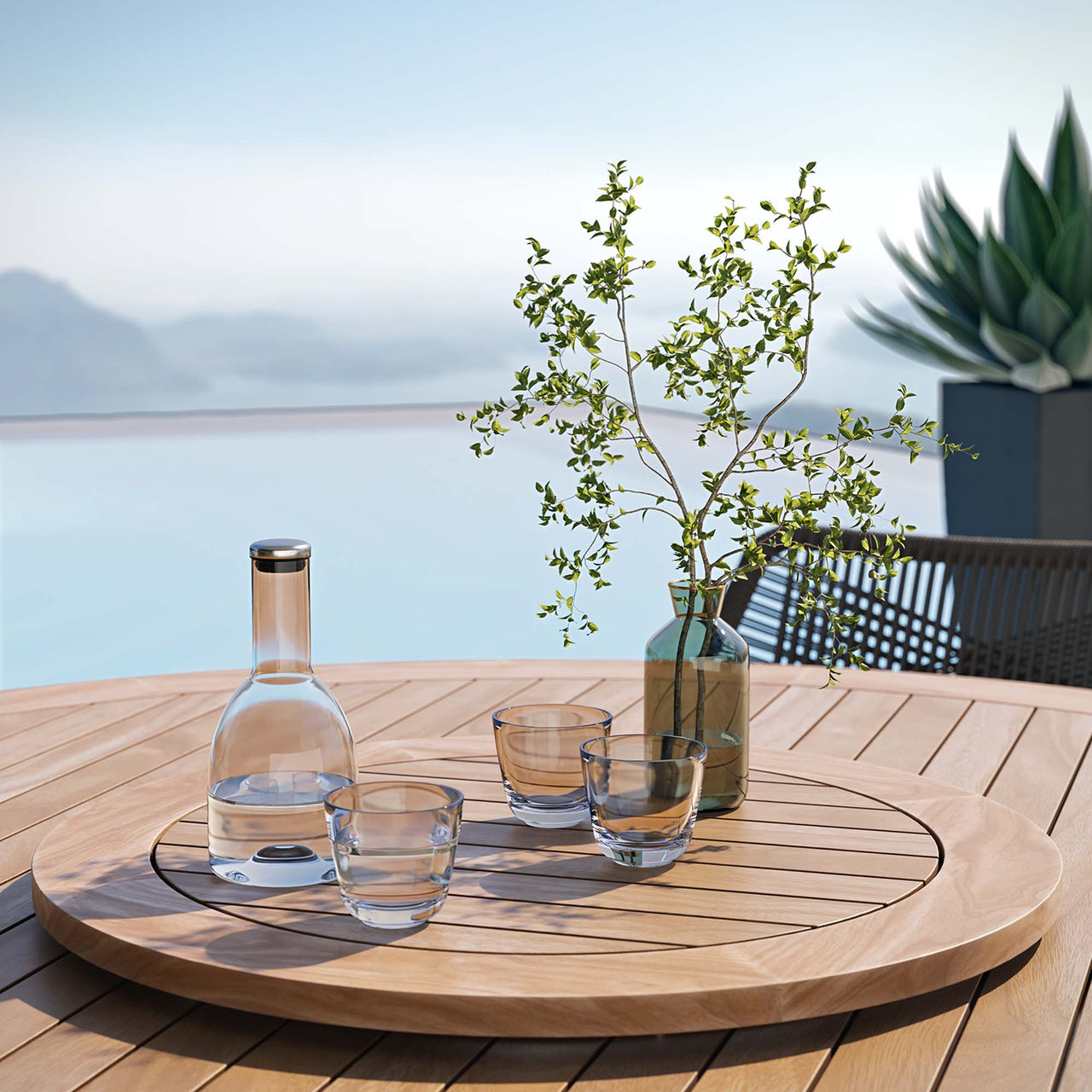 Veyra Alfresco Teak Dining Set, Gray & Natural Wood