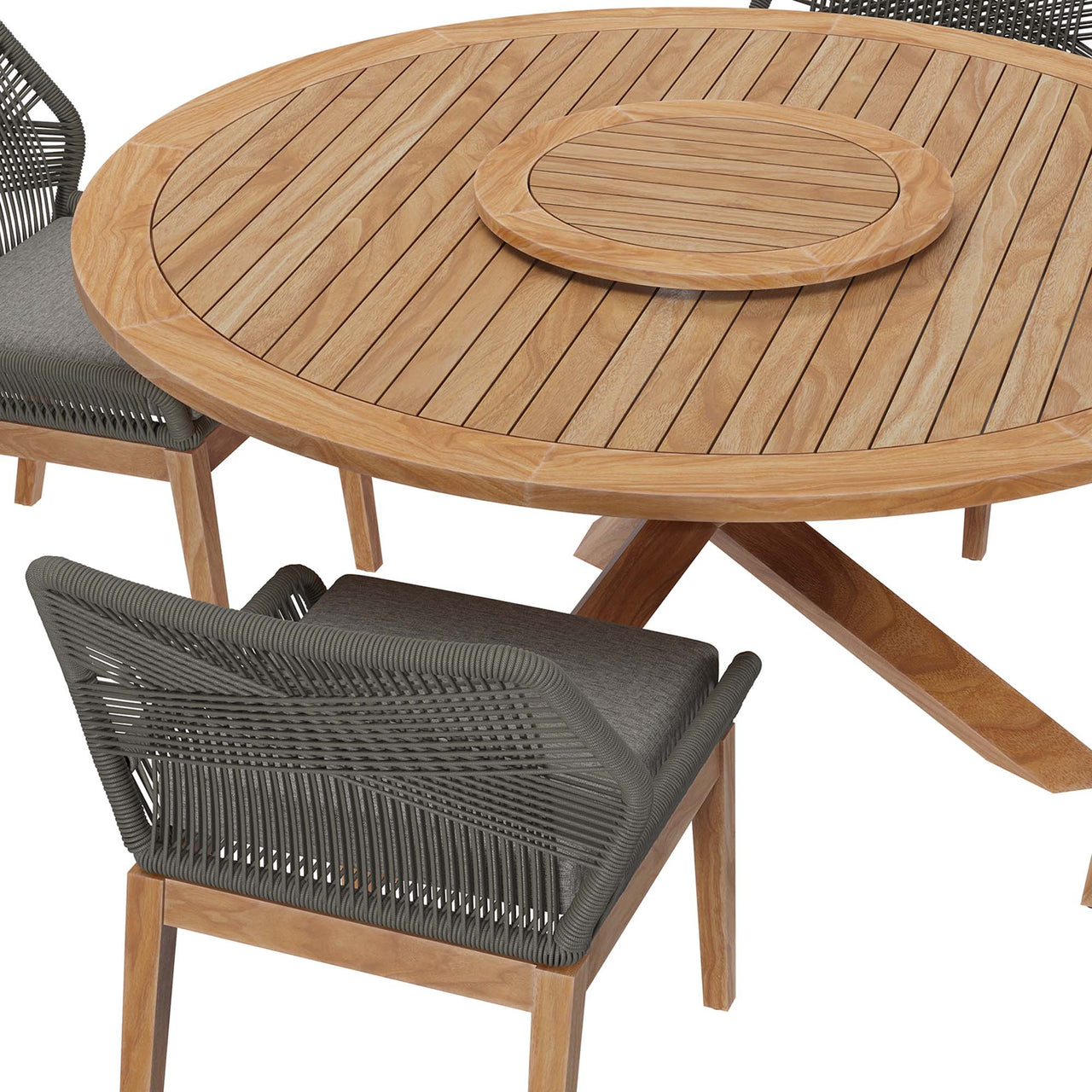 Veyra Alfresco Teak Dining Set, Gray & Natural Wood