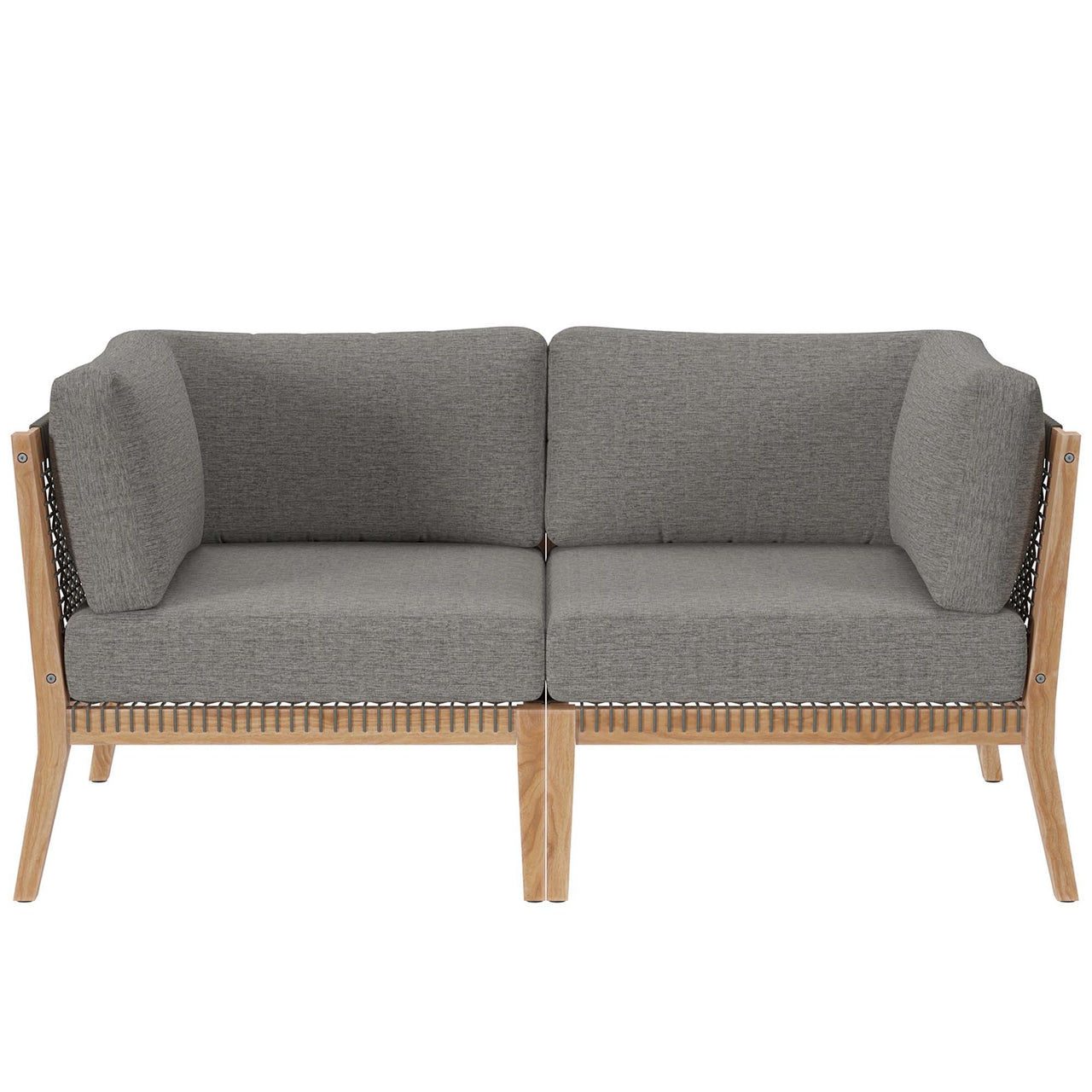 Brightmoor Alfresco Loveseat Sectional, Gray & Natural Wood