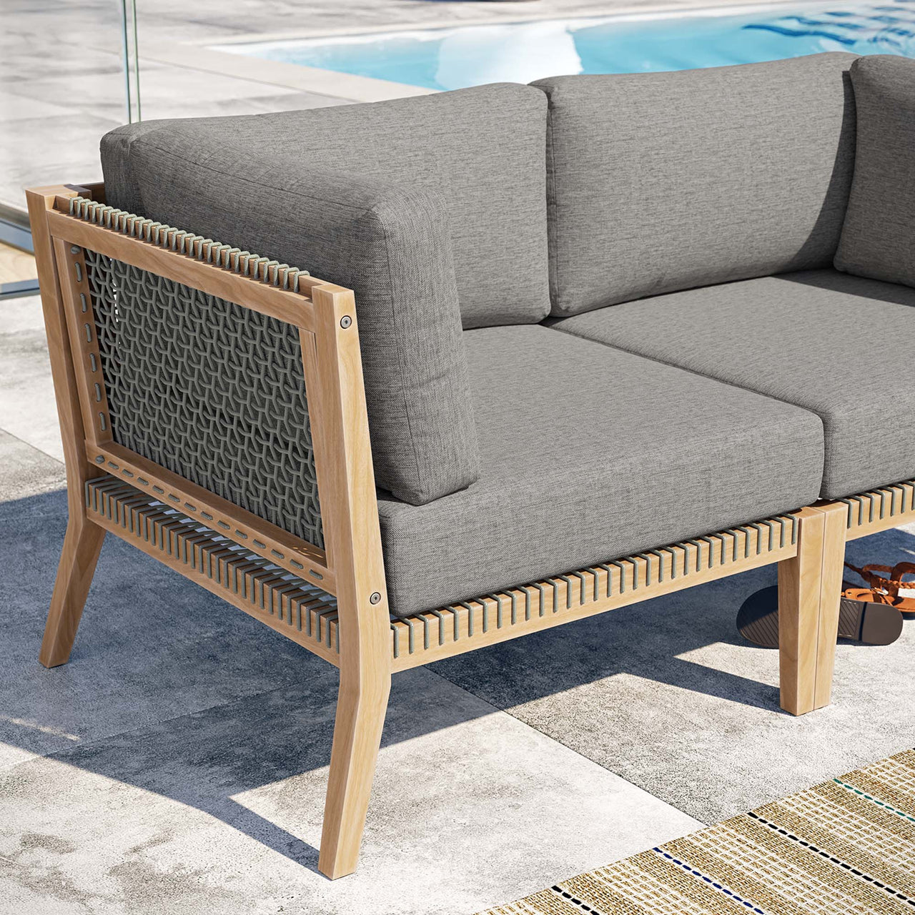 Brightmoor Alfresco Loveseat Sectional, Gray & Natural Wood