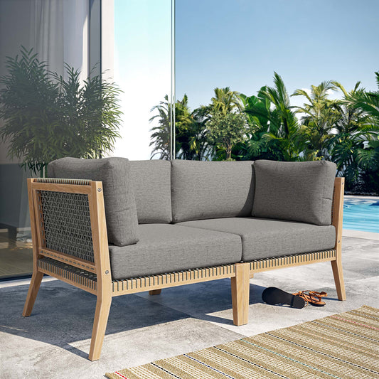 Brightmoor Alfresco Loveseat Sectional, Gray & Natural Wood