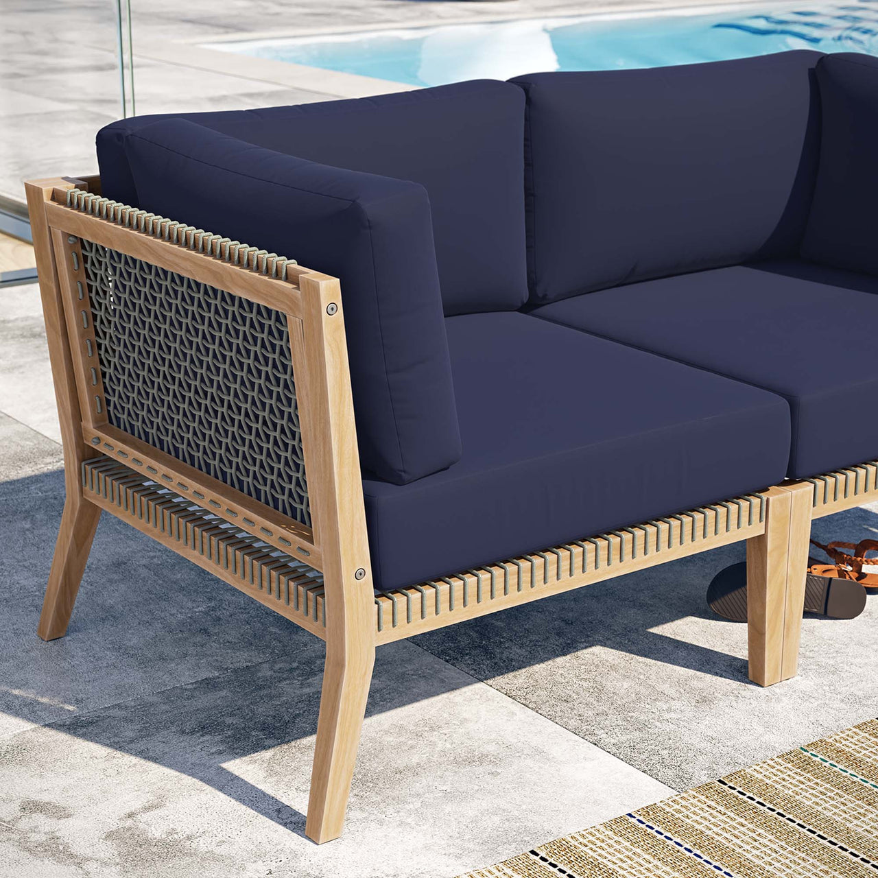 Brightmoor Alfresco Loveseat Sectional, Gray & Navy