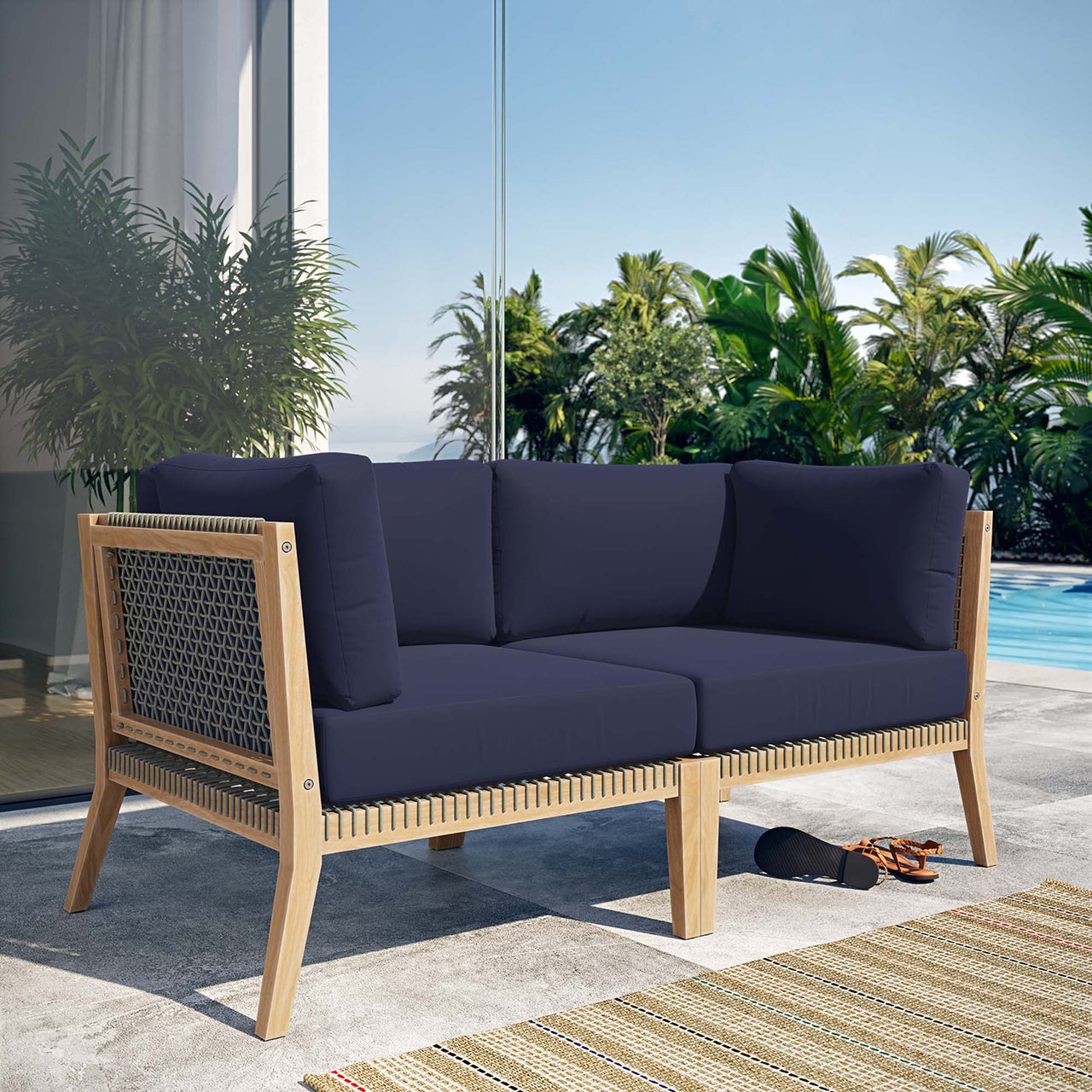 Brightmoor Alfresco Loveseat Sectional, Gray & Navy