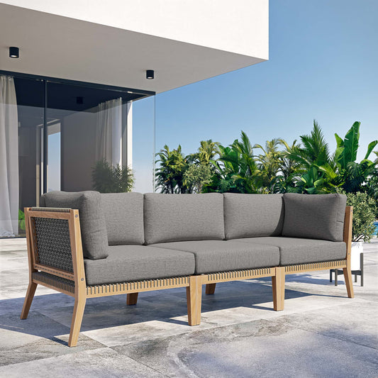 Brightmoor Alfresco Sofa Sectional, Gray & Natural Wood