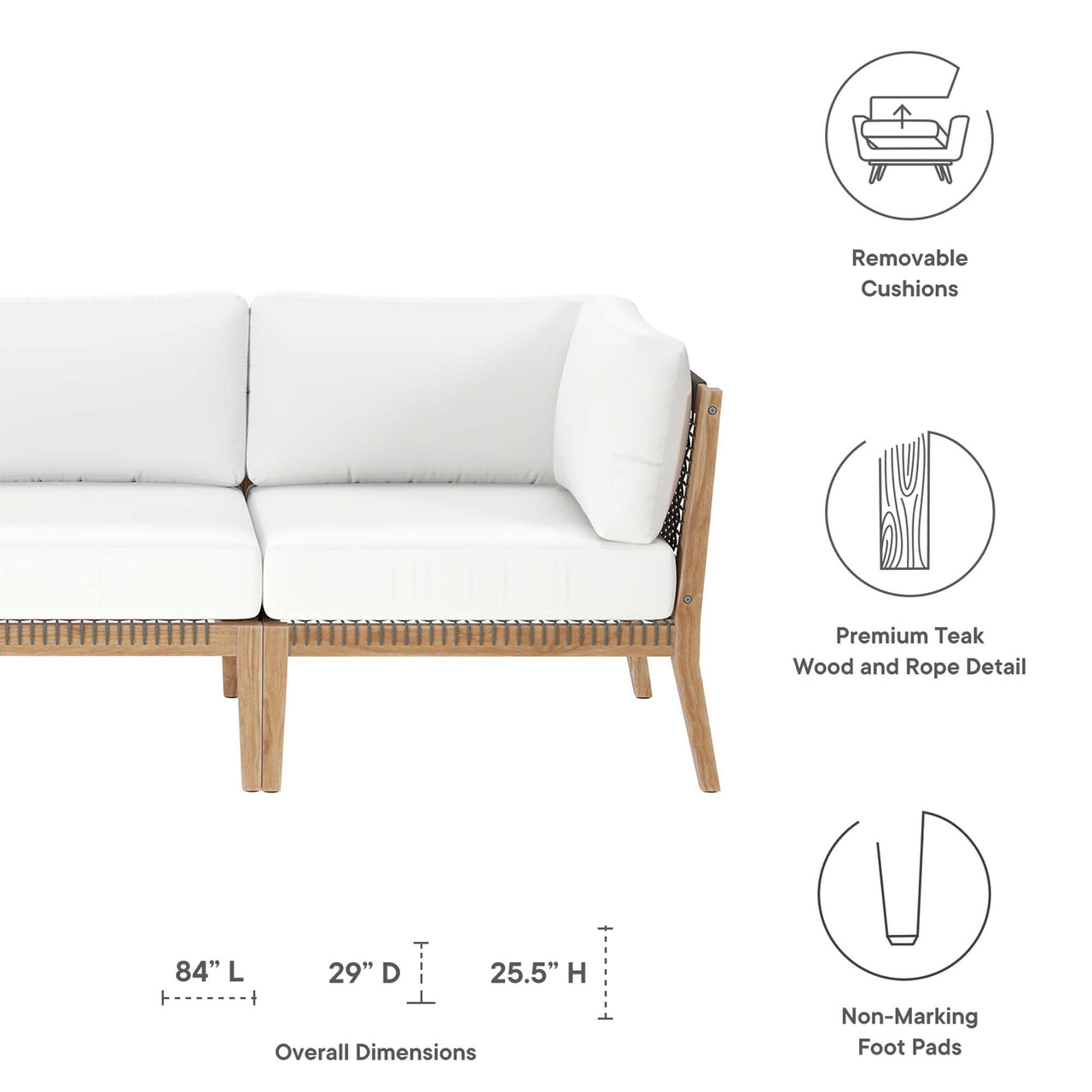 Brightmoor Alfresco Sofa Sectional, Gray & White