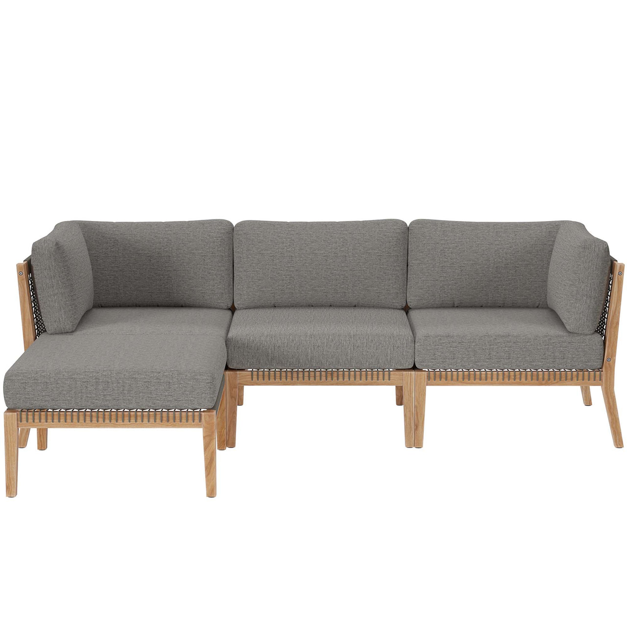 Brightmoor 4-Piece Alfresco Sectional, Gray & Natural Wood
