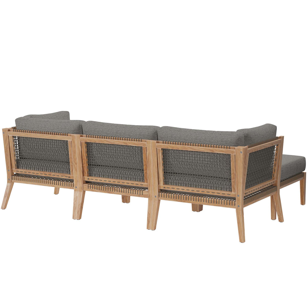 Brightmoor 4-Piece Alfresco Sectional, Gray & Natural Wood