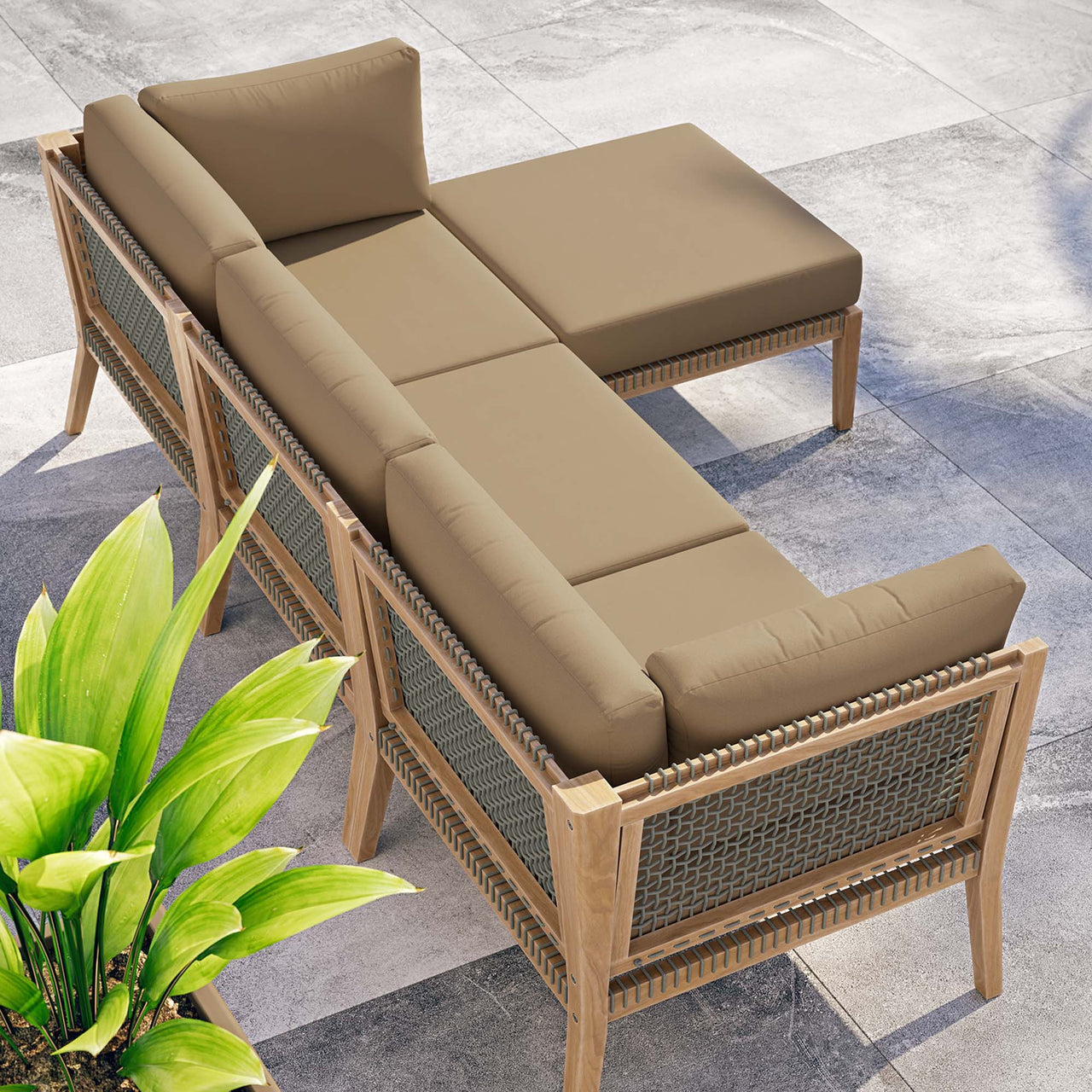 Brightmoor 4-Piece Alfresco Sectional, Gray & Light Brown