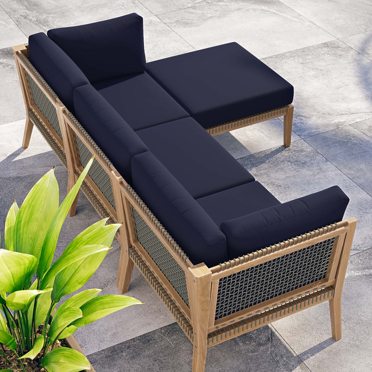 Brightmoor 4-Piece Alfresco Sectional, Gray & Navy