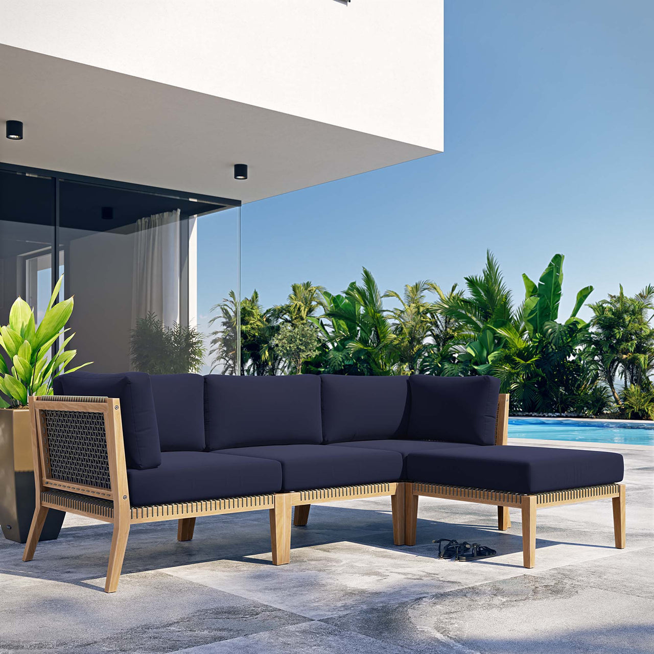 Brightmoor 4-Piece Alfresco Sectional, Gray & Navy