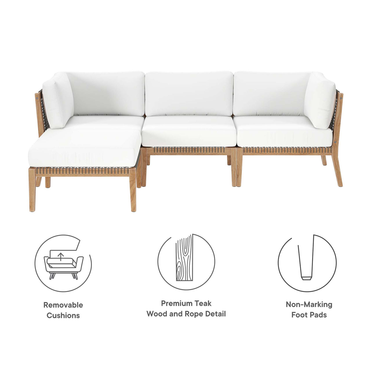 Brightmoor 4-Piece Alfresco Sectional, Gray & White
