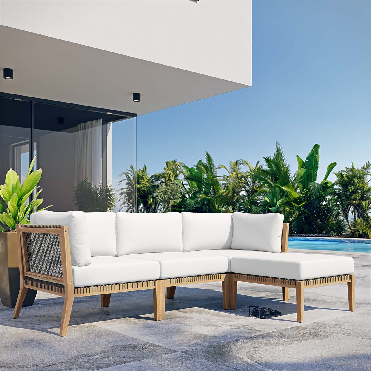 Brightmoor 4-Piece Alfresco Sectional, Gray & White