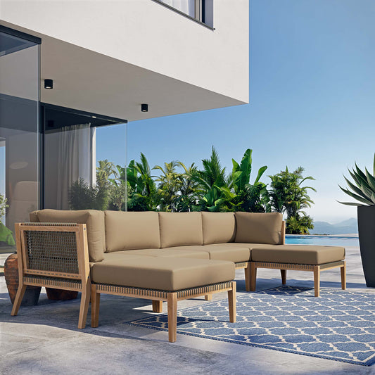 Brightmoor 6-Piece Alfresco Sectional, Gray & Light Brown