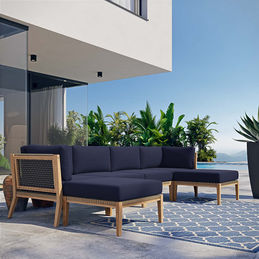 Brightmoor 6-Piece Alfresco Sectional, Gray & Navy