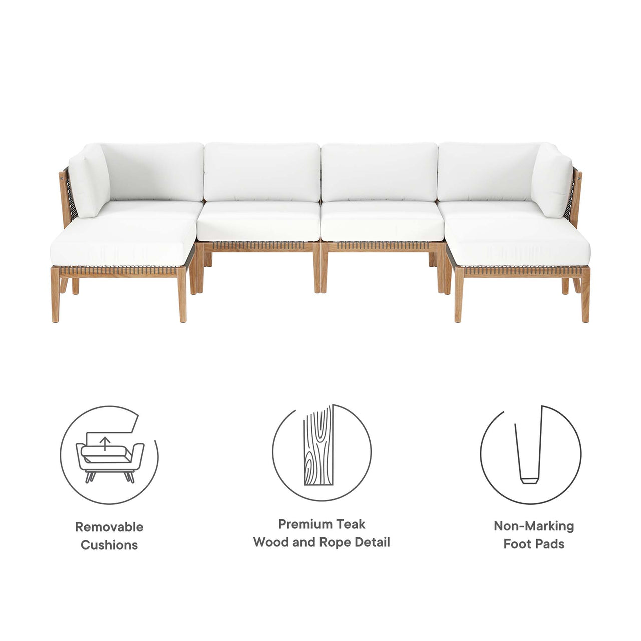 Brightmoor 6-Piece Alfresco Sectional, Gray & White