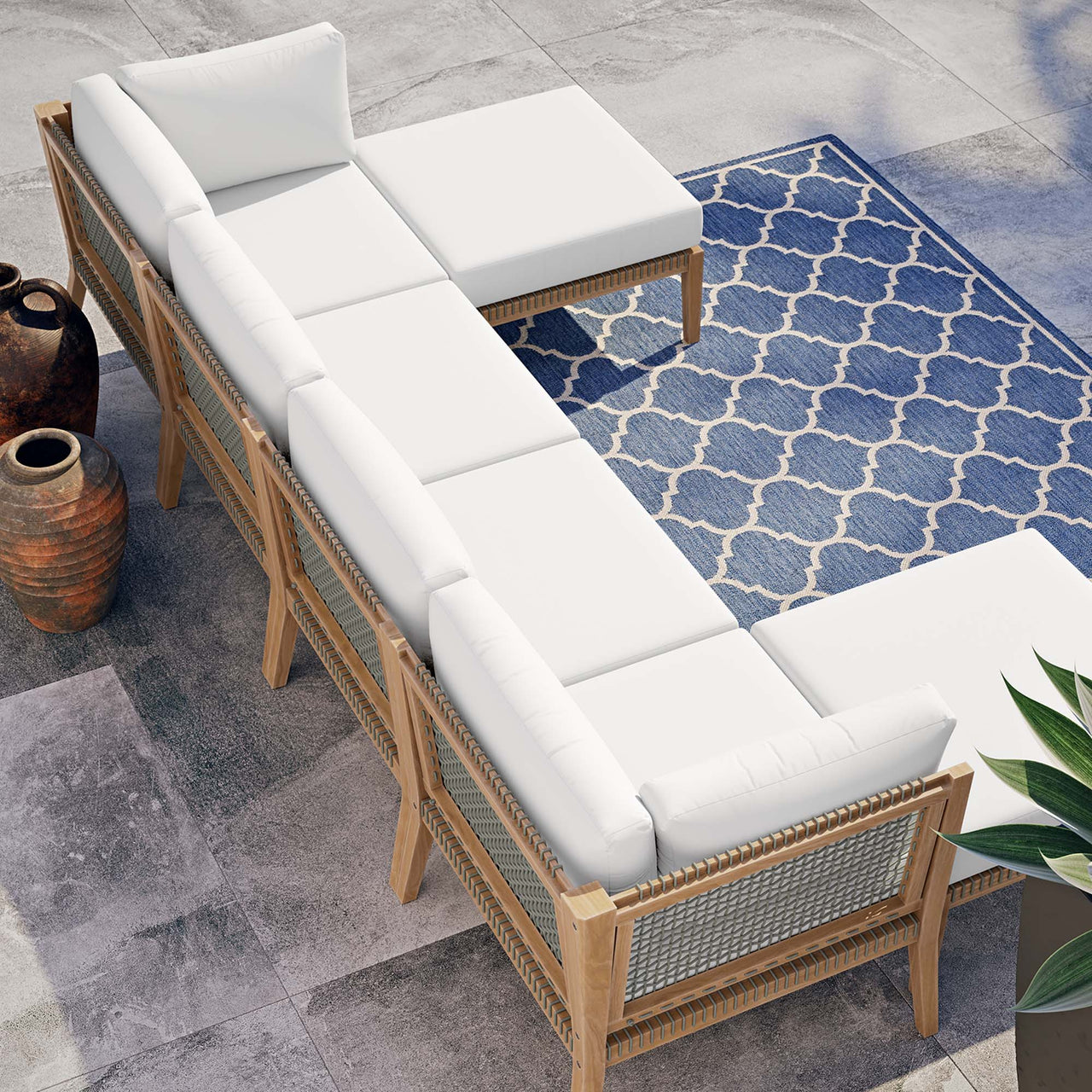 Brightmoor 6-Piece Alfresco Sectional, Gray & White