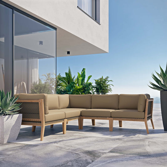Brightmoor 5-Piece Alfresco Sectional, Gray & Light Brown