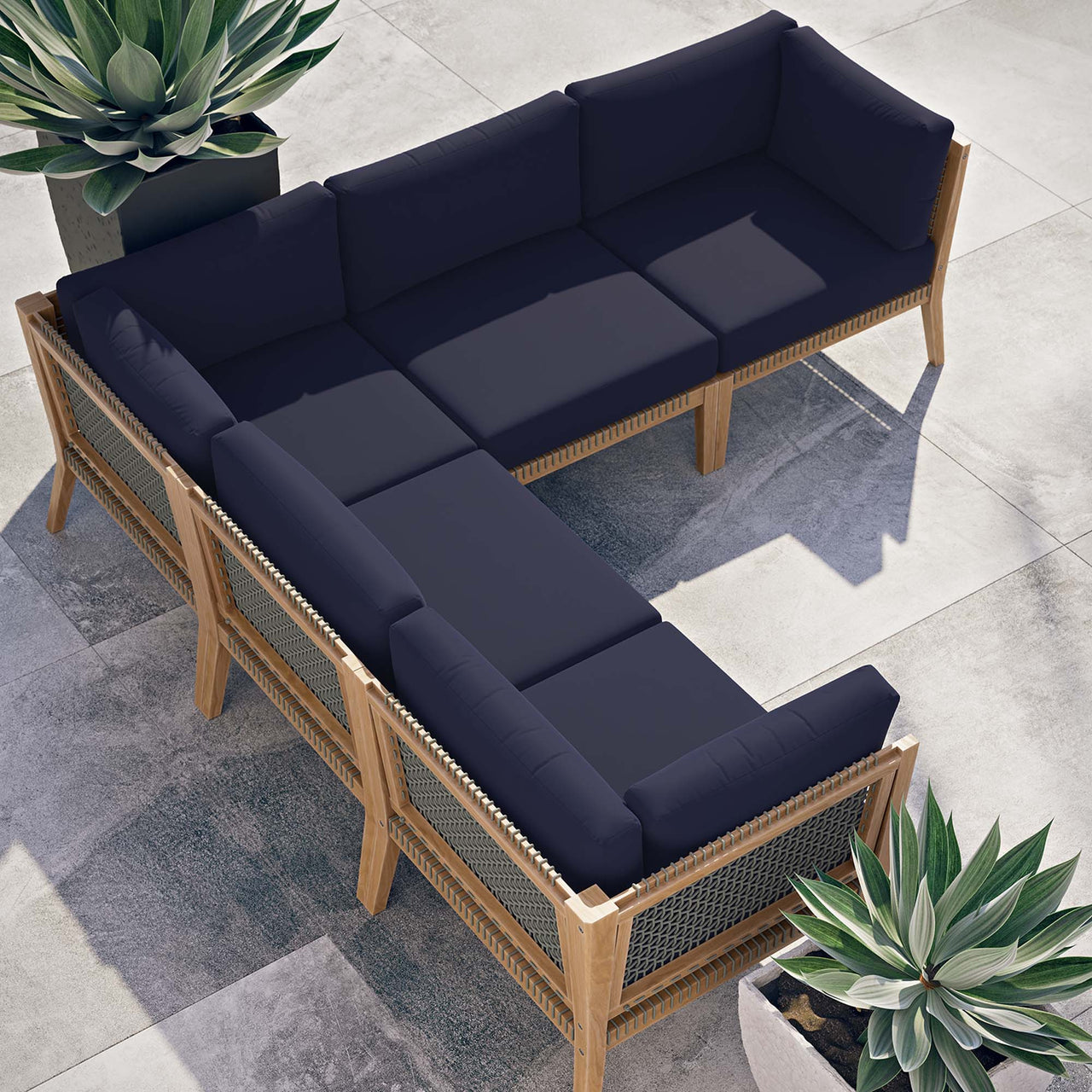 Brightmoor 5-Piece Alfresco Sectional, Gray & Navy