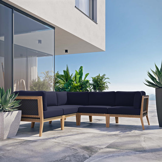 Brightmoor 5-Piece Alfresco Sectional, Gray & Navy