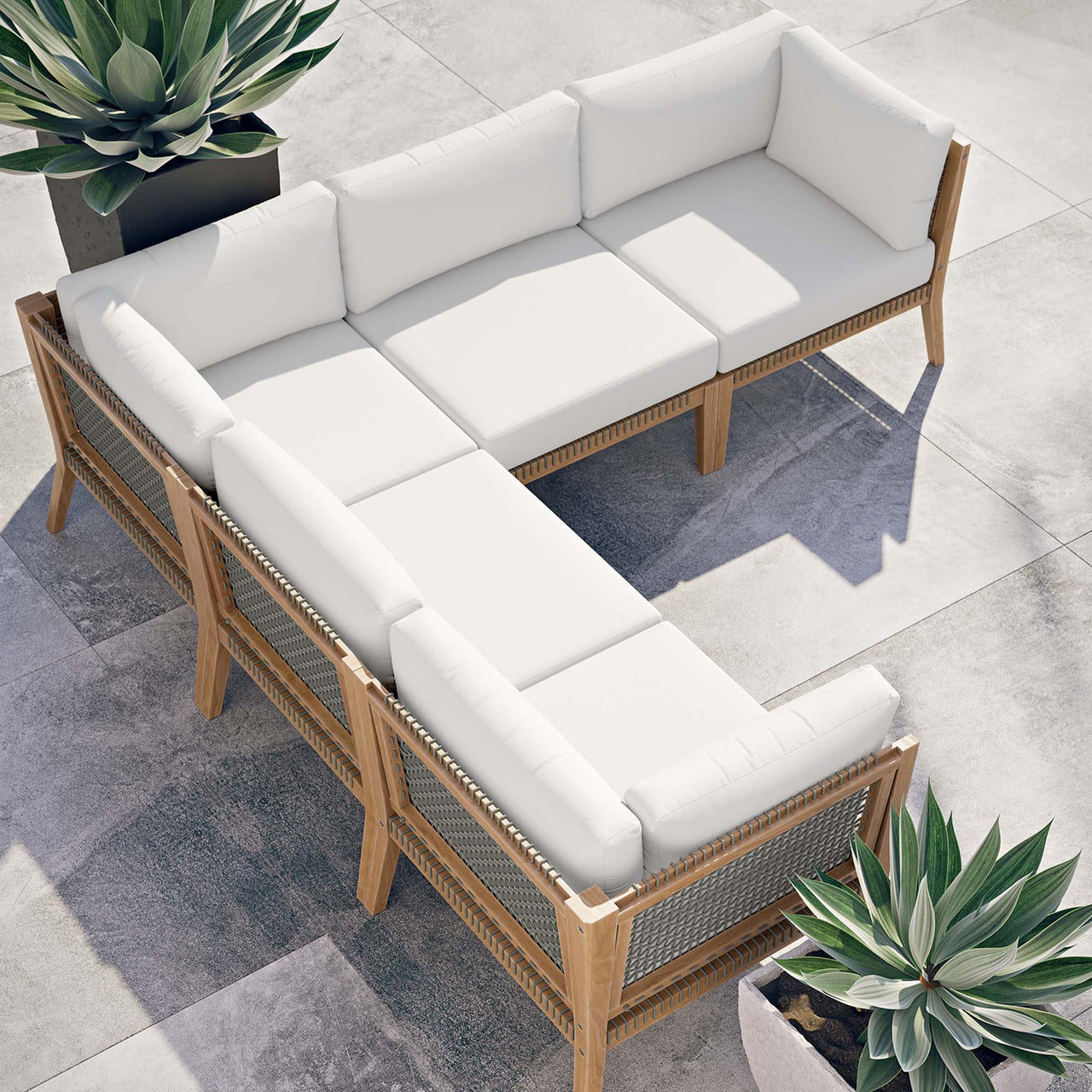 Brightmoor 5-Piece Alfresco Sectional, Gray & White