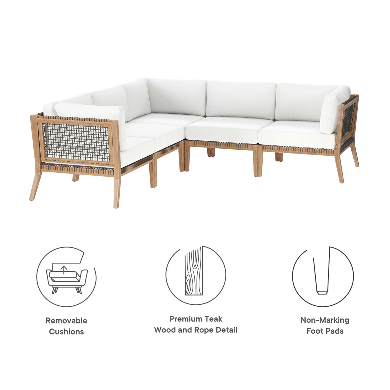 Brightmoor 5-Piece Alfresco Sectional, Gray & White