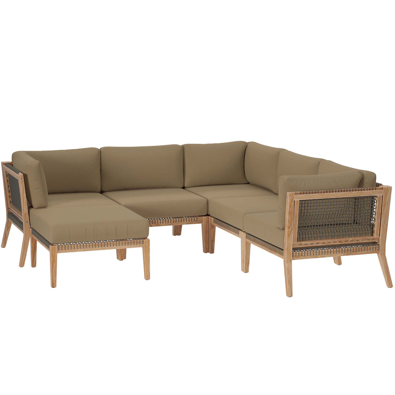 Brightmoor 6-Piece Alfresco Sectional, Gray & Light Brown