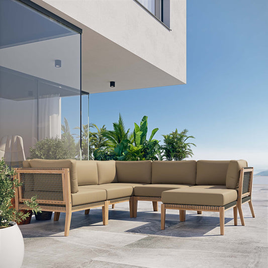 Brightmoor 6-Piece Alfresco Sectional, Gray & Light Brown