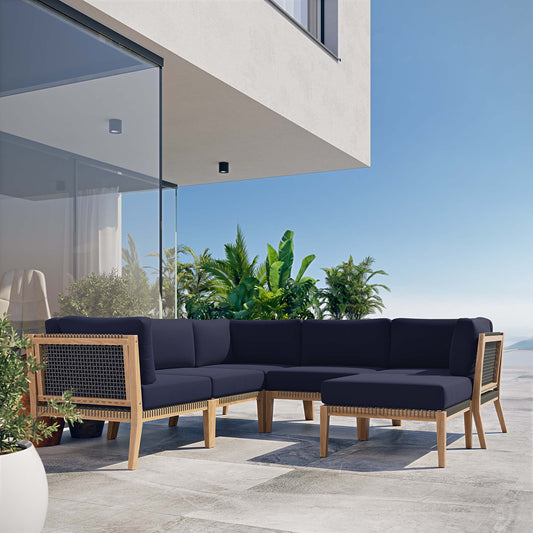 Brightmoor 6-Piece Alfresco Sectional, Gray & Navy