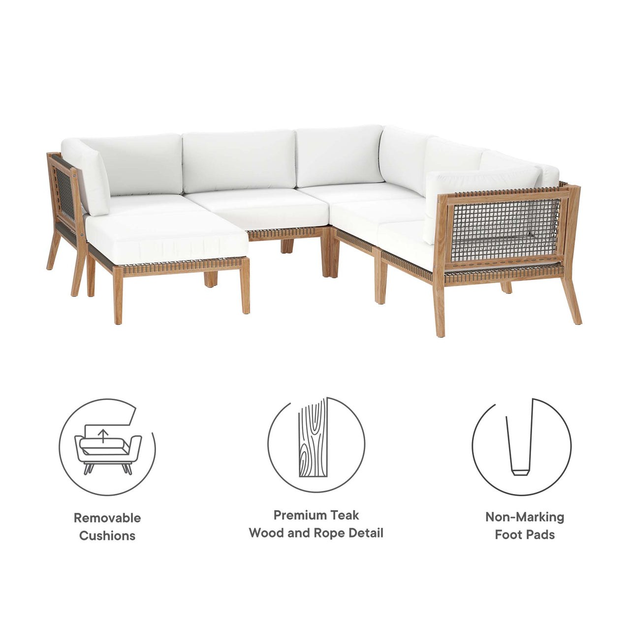 Brightmoor 6-Piece Alfresco Sectional, Gray & White