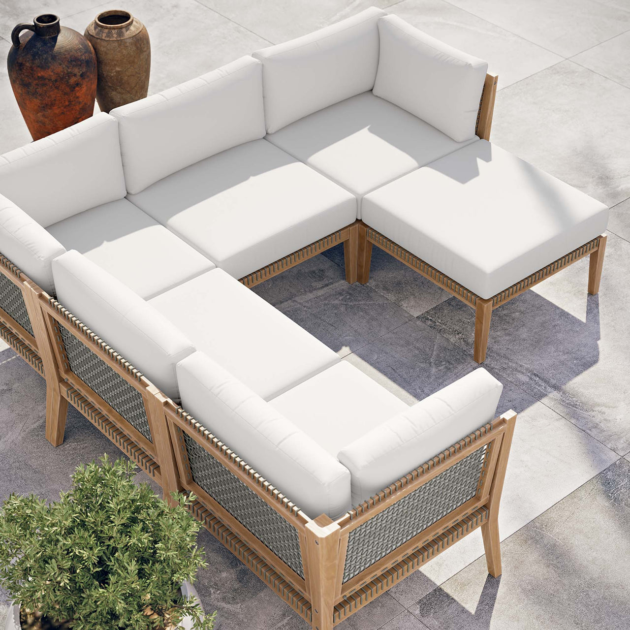 Brightmoor 6-Piece Alfresco Sectional, Gray & White