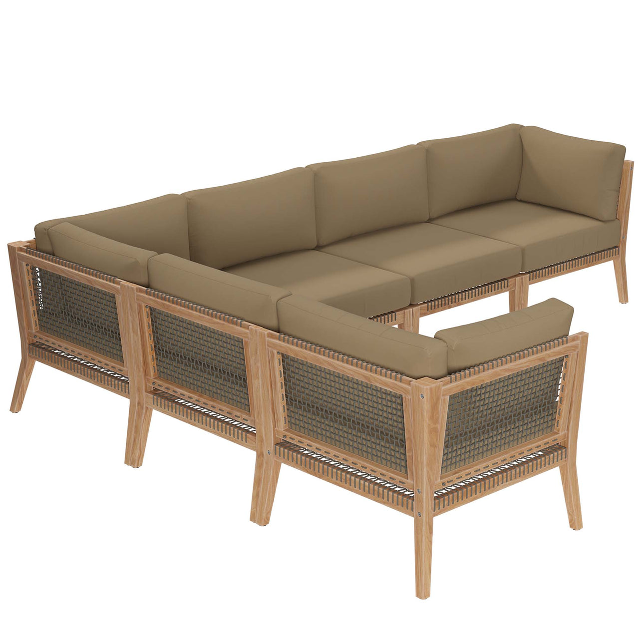 Brightmoor 6-Piece Alfresco Sectional, Gray & Light Brown