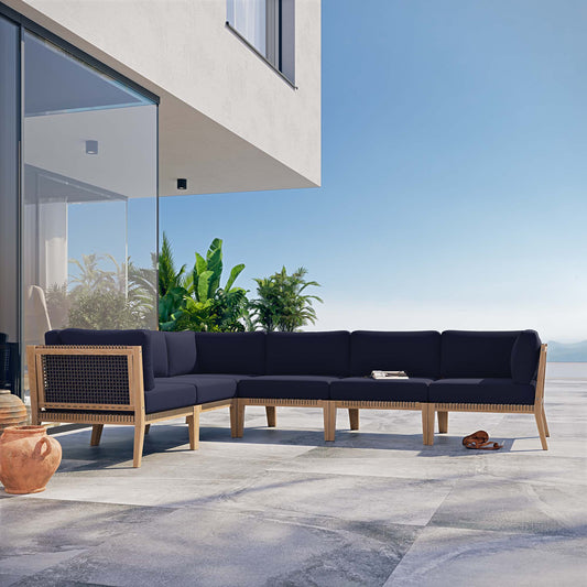 Brightmoor 6-Piece Alfresco Sectional, Gray & Navy