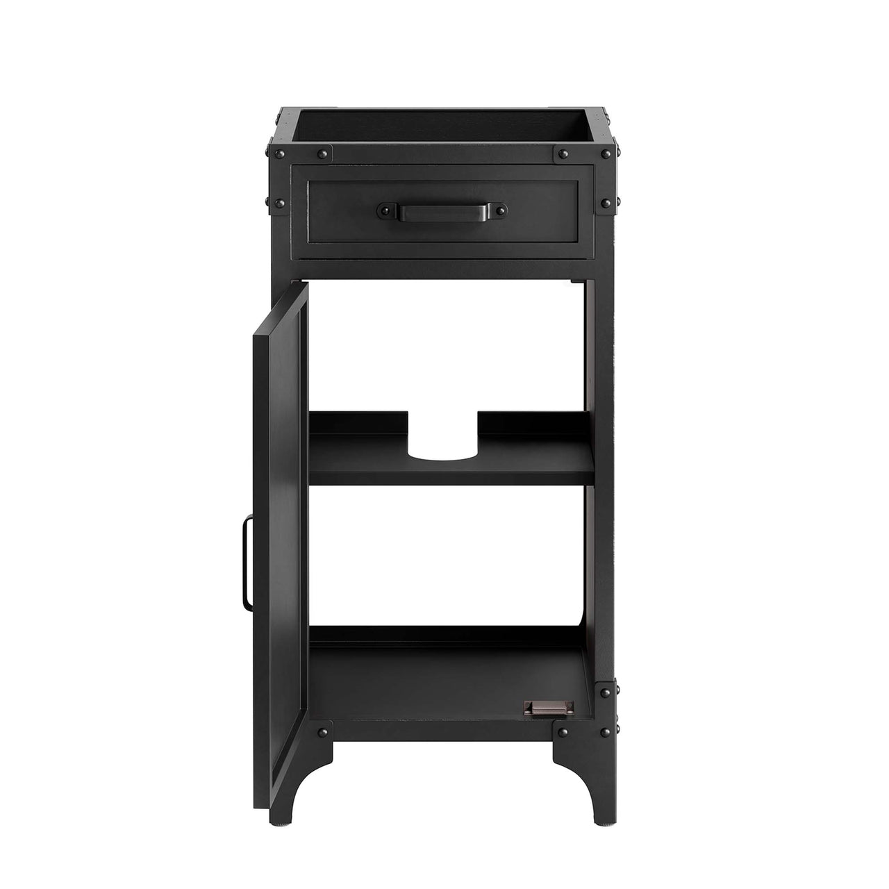 Tartaria Vanity Base with Storage, Extra Small, Black & Walnut